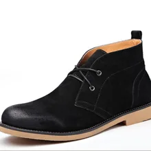 2016 Men Genuine Leather Martin Boots Solid Nubuck Men’s Boot Autumn Desert Ankle Boots Men’s Shoes