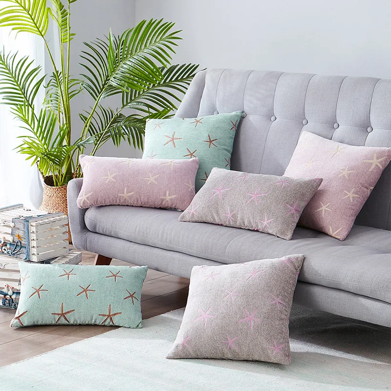 

Simple Fashion Pillow Case For Badroom Sofa Car Soft Top Quality Star Pattern Pillow Cover Stretch Square Plush Cushion Cover