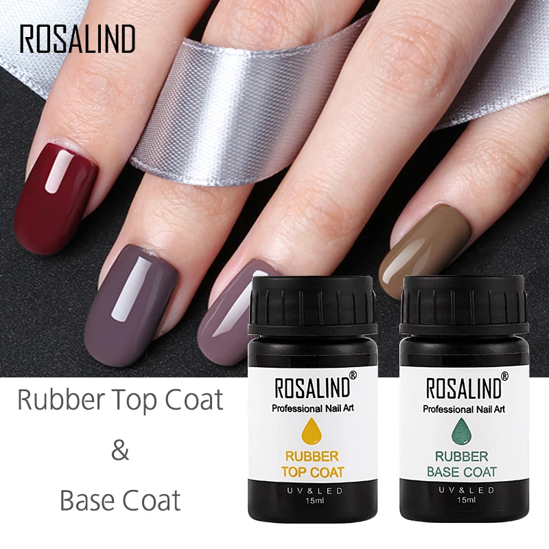 

ROSALIND Multi-Use Rubber Top & Base Coat 15ml for Gel Varnish UV Gel Nail Polish Long Lasting primer Nail for Design Manicure