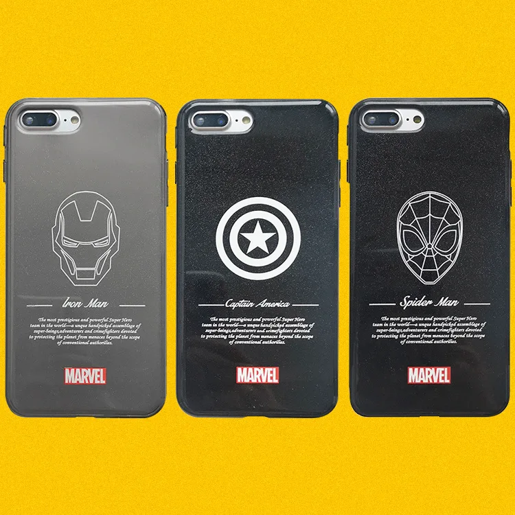 

Cartoon Marvel Iron Man Spider-Man Captain America iphonecase for 6s 7 8plus xs max Half-wrapped Anti-knock Matte