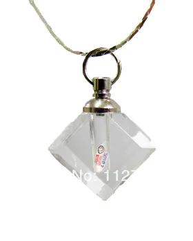 

25pcs/lot transparent Flat prismatic Rice vials pendants rice vial pendant perfume empty glass bottle glass spray perfume bottl