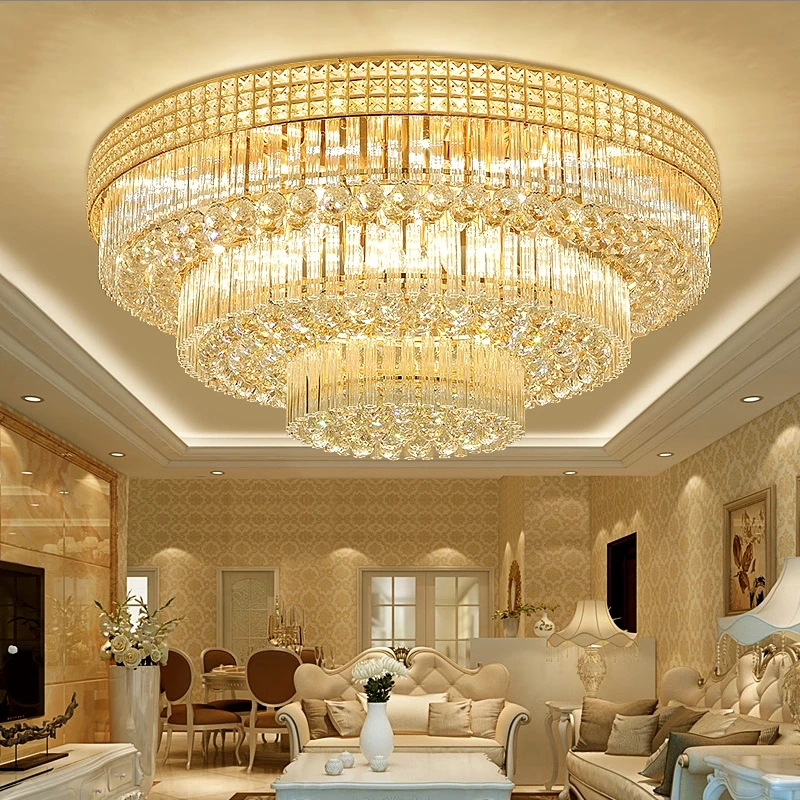 

Modern minimalist round crystal lamp ceiling lamp LED living room lamp atmosphere bedroom Hotel ceiling Lights lighting fixtures
