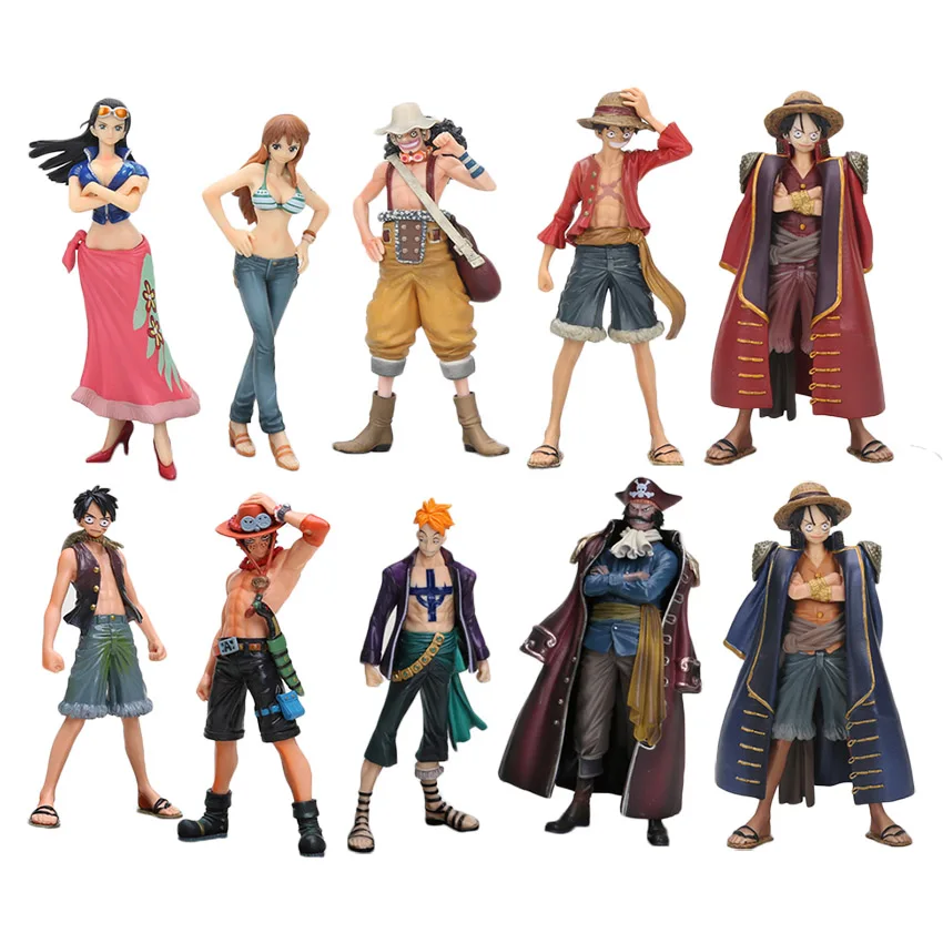 One Piece Characters Action Figures 2 Pcs/Set - 2pcs Set 17cm One Piece Luffy Ace Usopp Nami Nico Marco Roger PVC Action Figure MoDel