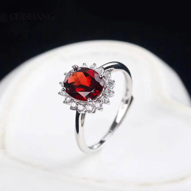 

CSJ Nature Garnet Rings Sterling 925 Silver Fine Jewelry Women Wedding Party Anel Aneis Gemstone Rings Gift