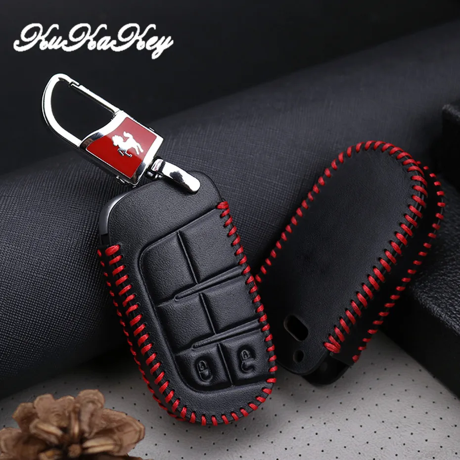 

2018 Leather Car Keychain Key Case Cover For Jeep Grand Cherokee Compass Patriot For Dodge Journey Chrysler 300C Car Key Shell
