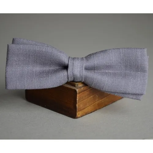 

Grey slim bow tie,narrow mens necktie, linen fabric butterfly tie for mens,slim neckwear
