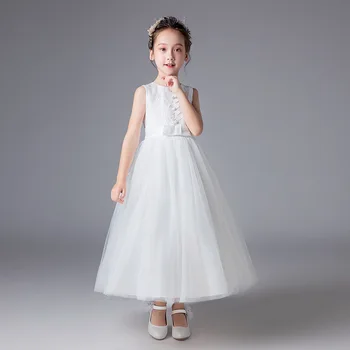 

2019 High Quality Handmade Princess Girl ball Gown Dress Sleeveless Party Wedding Vestidos Infant Children dress Baptism Clothes