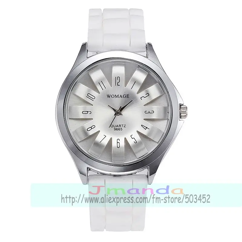 100 шт./лот Womage-9665 Хризантема дизайн модные силиконовые часы красочные пластины сумасшедшие продажи резиновые кварцевые часы для унисекс - Цвет: white