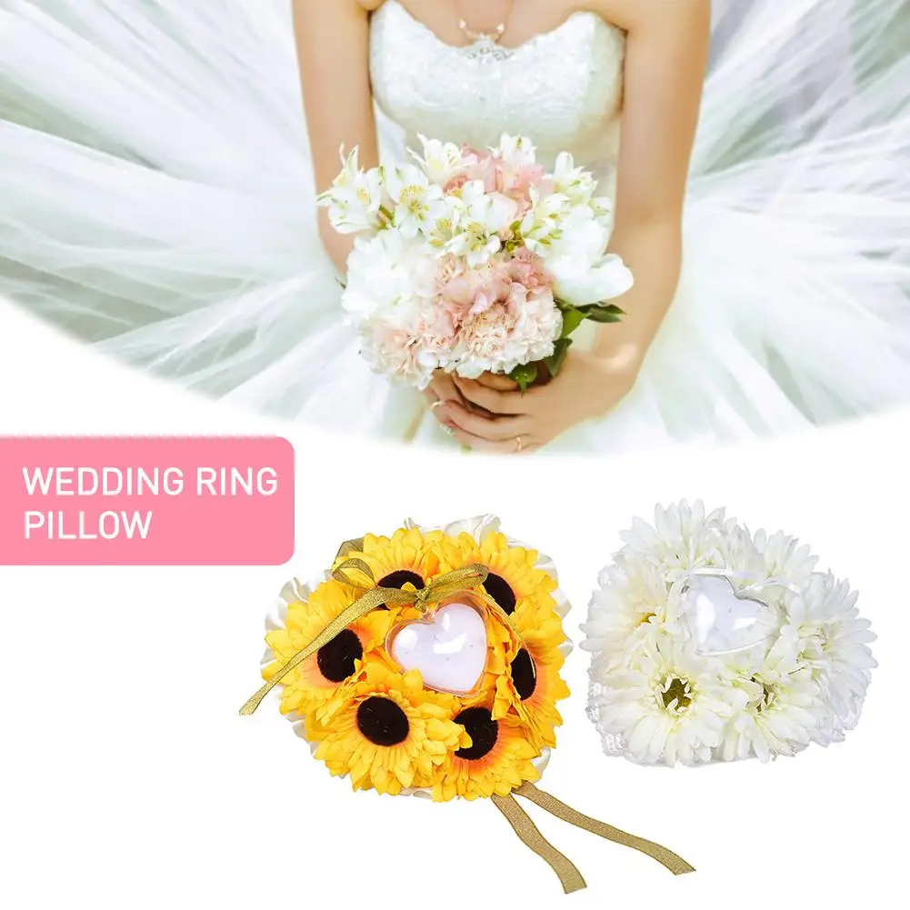 

Wedding Ring Pillow Heart Box With Ribbon Pearl Wedding Ceremony For Wedding Supplies Gifts Dirt Durable Reusable