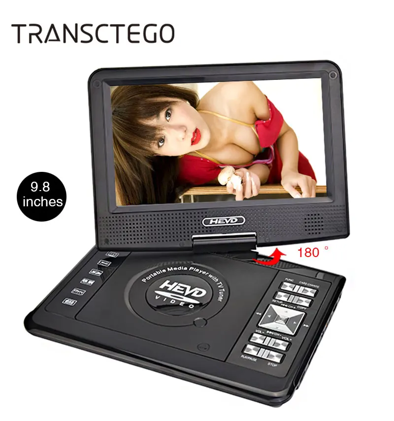 Портативный dvd-плеер TRANSCTEGO tv 9,8 дюймов для автомобиля домашний цифровой с Usb HD экраном Поддержка ТВ Игры MPEG DVD VCD CD MP3 радио DVB