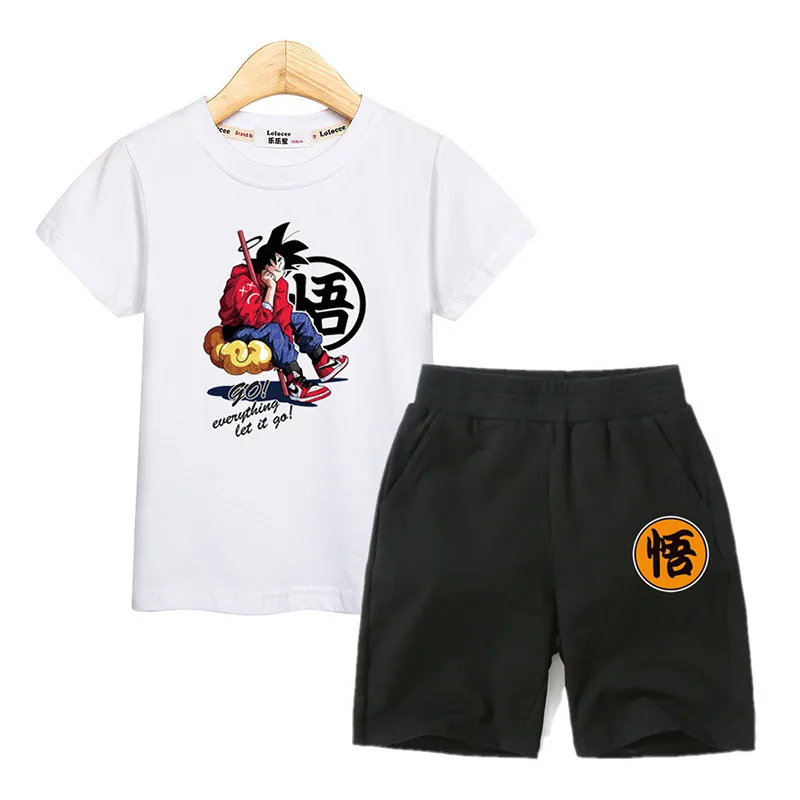 

Short sleeve t-shirt +shorts 2pc sets for boy summer kids costumes kids clothing 100% cotton boys suits dragon ball outfits