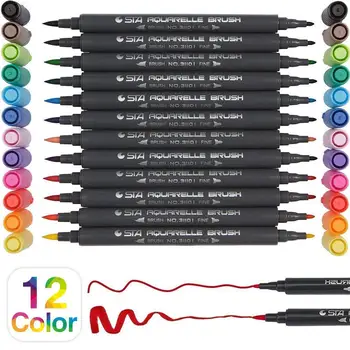 

12 art calligraphy watercolor pens adult coloring book bullet bullets drawing planner marker pen
