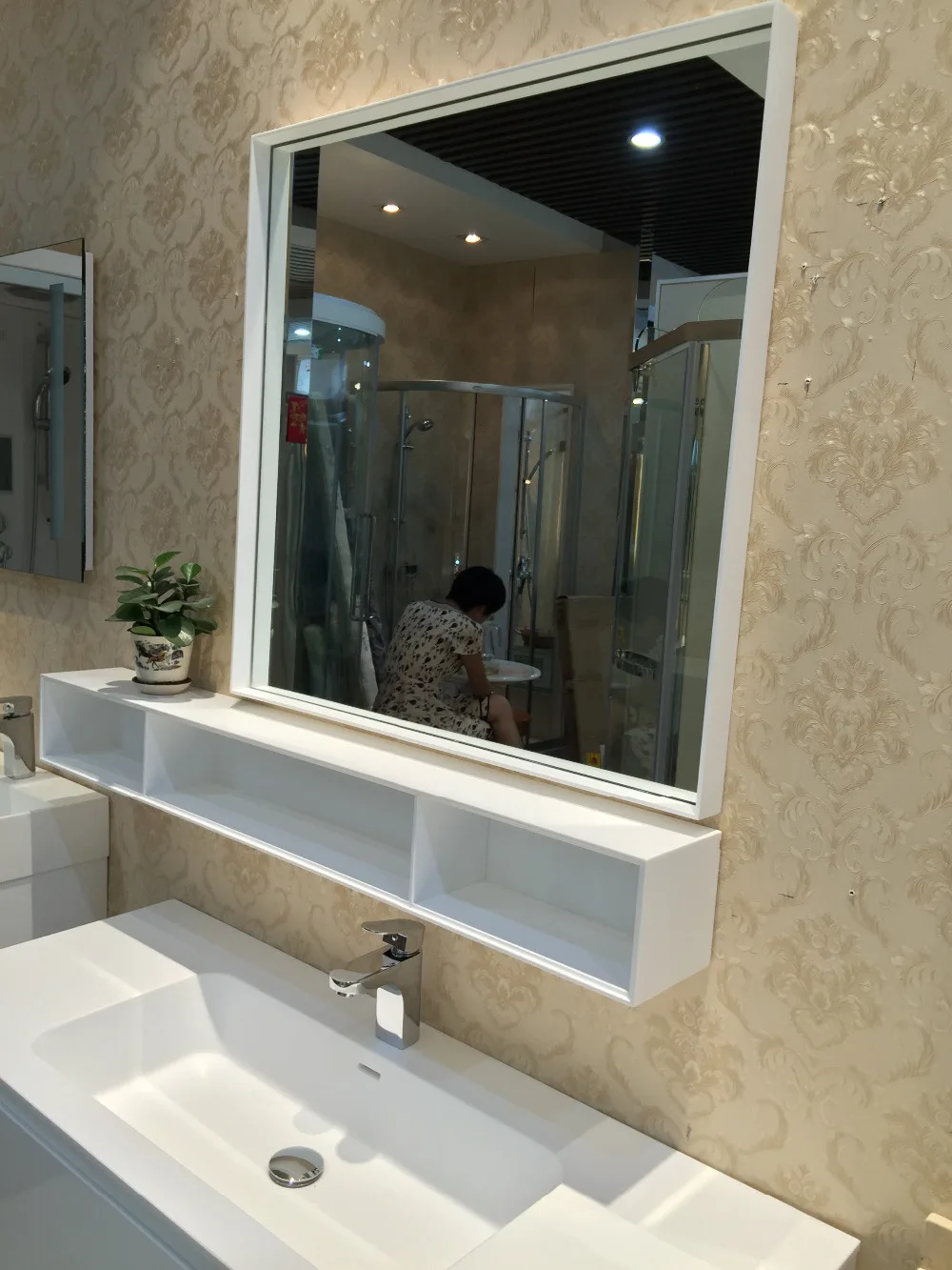1200mm Wall Mounted Solid Surface Washbasin Soild Wood Bathroom Vanity 2 Drawers 2 Doors Cabinet Shelf 2010