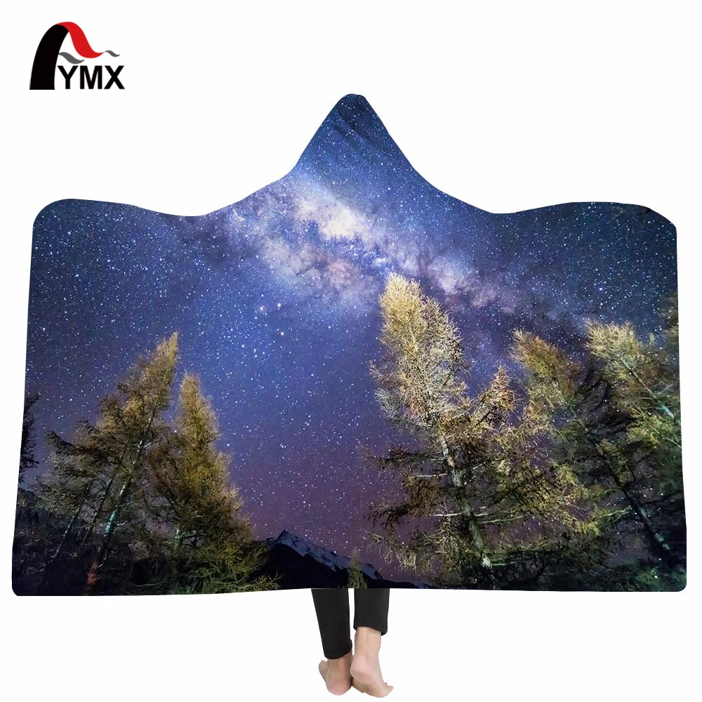 

FYMX Nature Scenery Hooded Blanket Sherpa Fleece Soft Throw Blanket Portable Wearable Rectangle Blanket For Adults Kids Playing