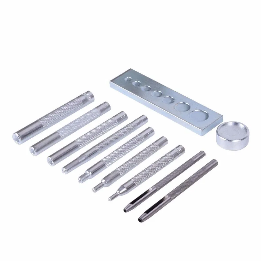 

11 Pcs DIY Leathercraft Tool Leather Rivet Setter, Leather Puch Tool,Punch Snap Kit for Hole Punch and Install Rivet Button