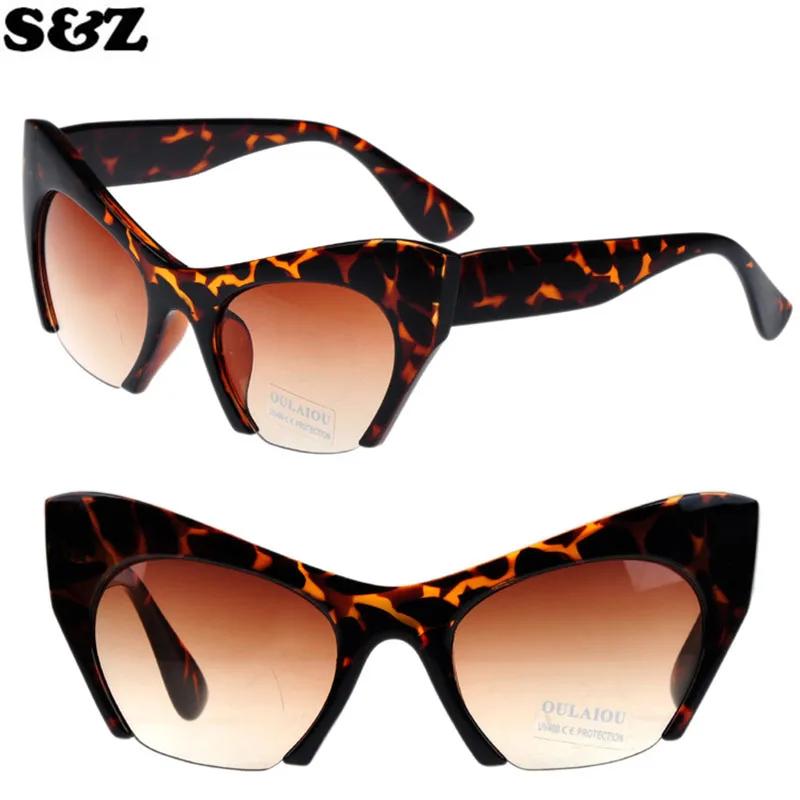 

Cat Eye Mirrored Flat Lenses Street Fashion Metal Frame Women Sunglasses retro half frame plastic materials yurt eyeglasses