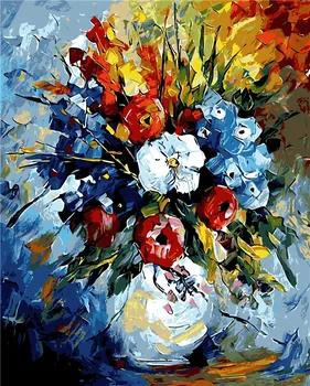 

Diy Flower Oil Painting picture By Numbers Room Decor Hand painted Paintings display Wall Art Flower Arrangement