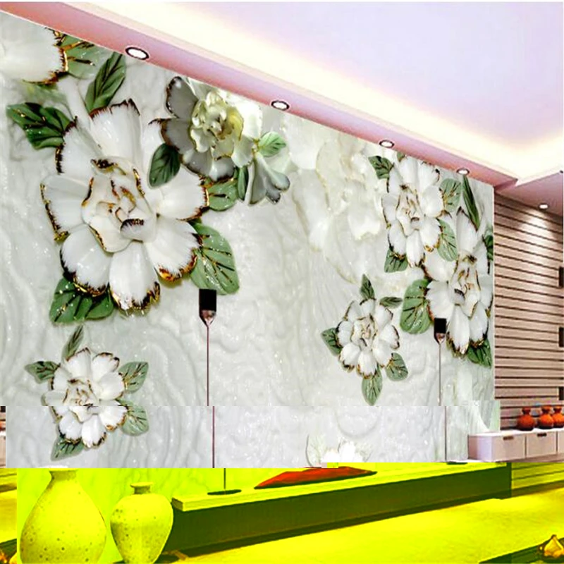 

beibehang 3d custom photo wallpaper wall murals stickers Sculpture Magnolia Living Room Television Background Wall Art Glass