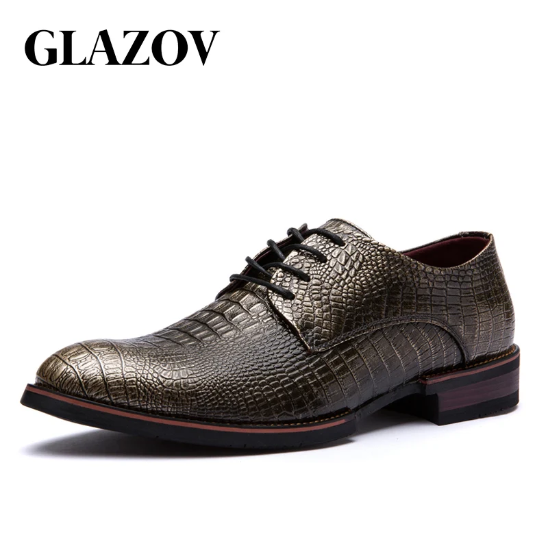 

GLAZOV Fashion Luxury High Quality Brand Men Formal Leather Shoes Office Work Brougue Shoes Reddish Bronze 38-43 Barber's Shoes