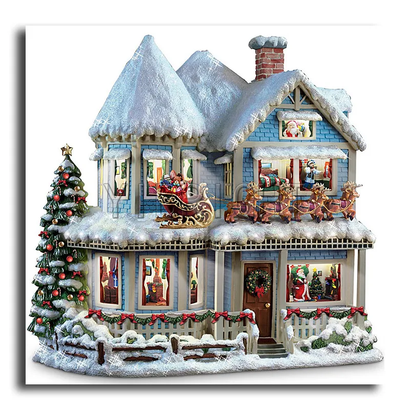 

Full Drill 5D Diamond Painting Cross Stitch Embroidery Christmas House Diy Diamond Painting Houses Rhinestone Mosaic Cartoon Y2