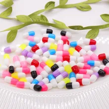 Accesorios de partículas de barro en forma de cápsula de colores, bolas de limo, pequeñas cuentas de pastillas para el Medio Ambiente, relleno de plástico para bricolaje