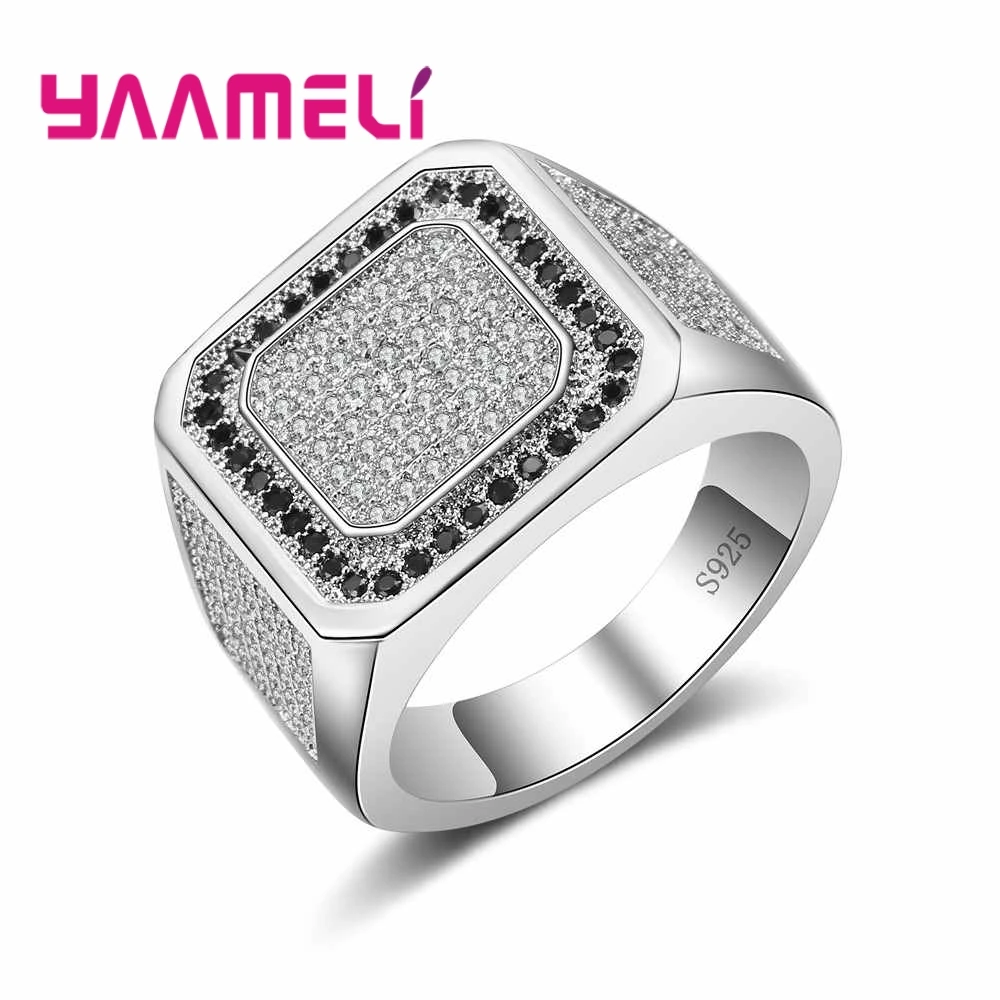 Top Quality Luxury Vintage Style Couple Ring For Women&ampMen AAA Clear Black CZ Rhinestone Engagement Female Bague Gift | Украшения и