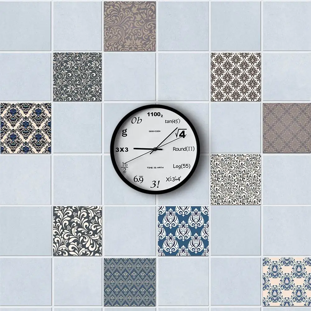 10pcs/set DIY Wall Tiles Stickers Damascus Waterproof Paste Pearl Film Waterproof Kitchen PVC Wall Stickers Home Decor