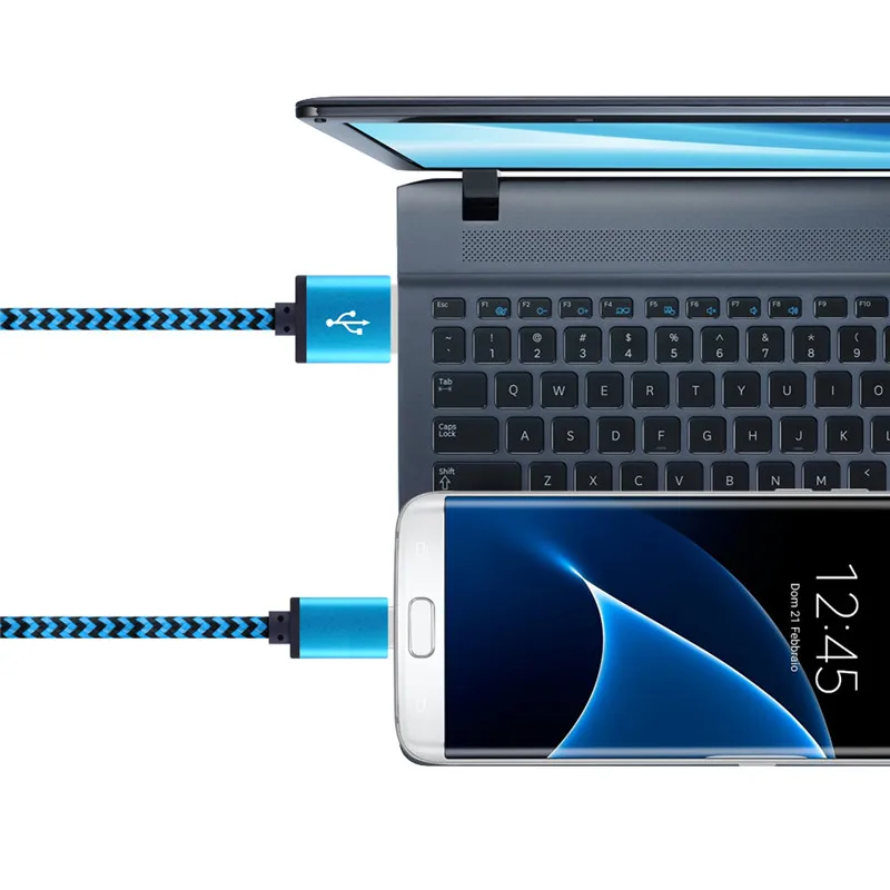Nylon Micro USB Cable Fast Charging Data Sync Charger Cable Cord For Android Mobile Phone Samsung Huawei Xiaomi OPPO SONY Tablet