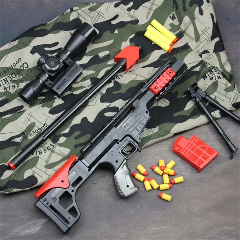 Baratos Pistola de plástico suave para niños, pistola de disparo, pistola de Rifle de francotirador para exteriores, pistola de Paintball, pistolas de aire modelo para niños, juego deportivo