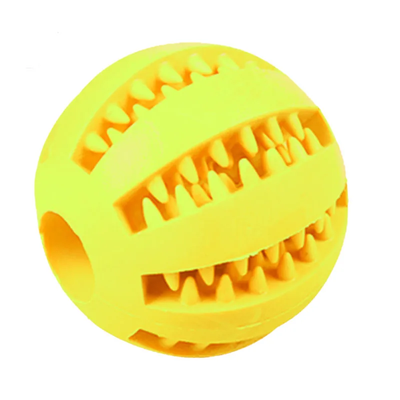 Игрушка для собак интерактивные резиновые шарики для домашних животных собака кошка жевательные игрушки для щенков мяч зубы жевательные игрушки чистка зубов Шарики Пищевой светильник синий - Цвет: Ball yellow