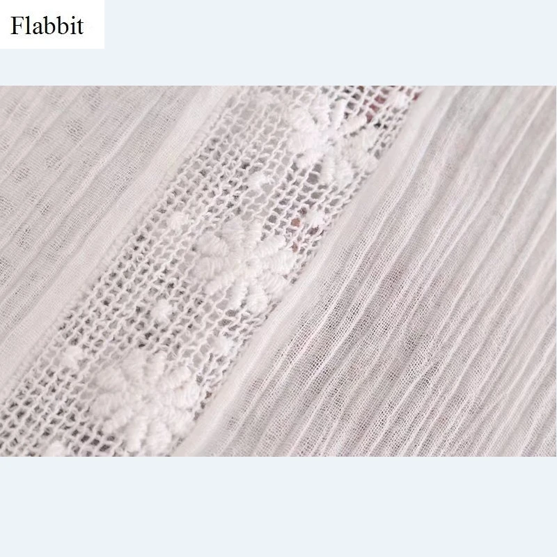 Flabbit Женская кружевная вязаная Лоскутная Блузка с вышивкой и v-образным вырезом Офисная женская блуза с длинным рукавом женская рубашка Топы LX0193
