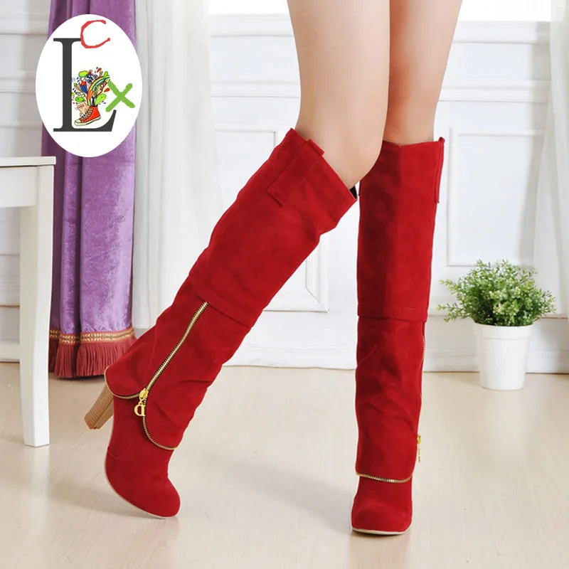 women snow boots Hot Autumn winter Knee high boots Newest fashion ladies sexy high-leg zipper boots wholesale Free shipping