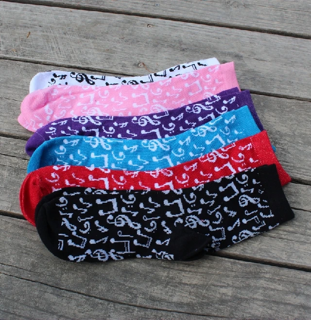 Free shipping fashion musict theme socks cotton women music notes socks