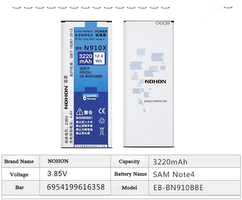 Оригинальная NOHON батарея для samsung Galaxy Note 2 3 4 Note2 N7100 Note3 NFC N9000 Note4 N9100 N910X реальная Высокая емкость батареи