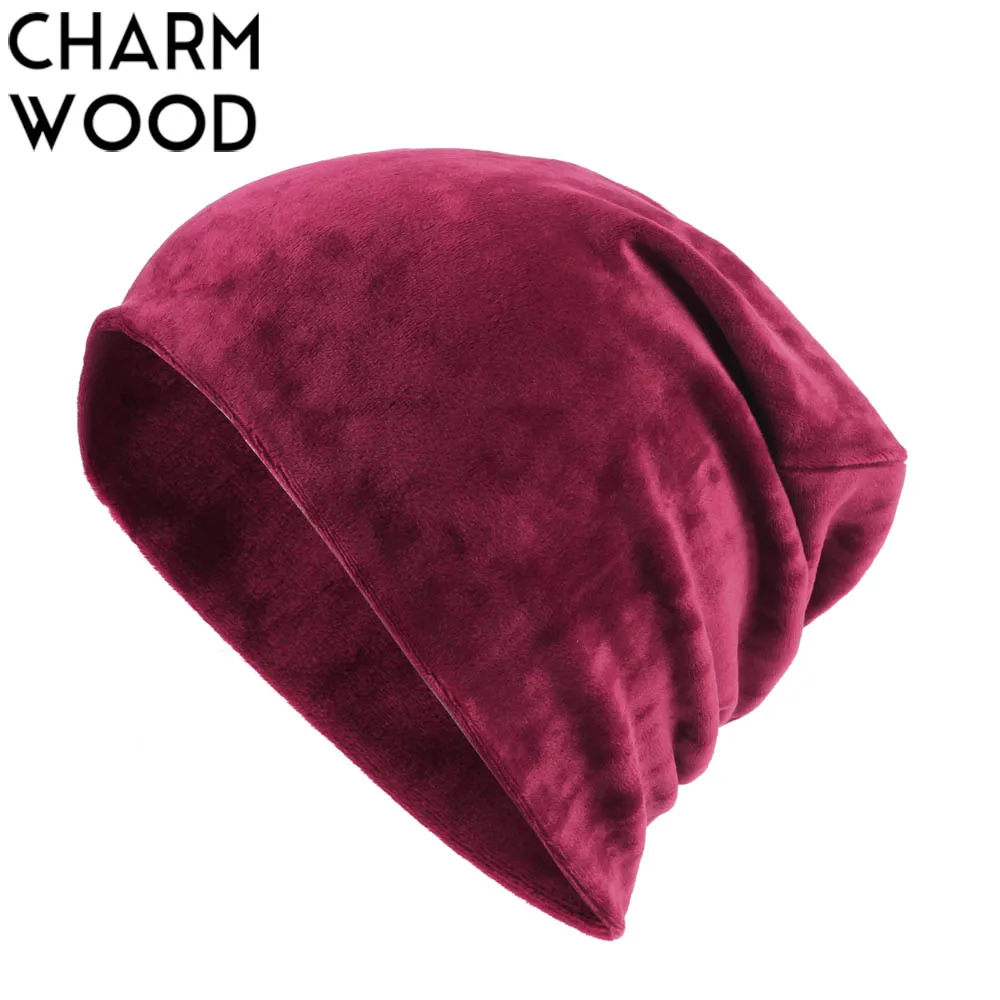 

Women's Plain Beanie Hat Winter Warm Velour Slouchy Beanies for Women Female Soft Thick Skullies&Beanies Wholesale