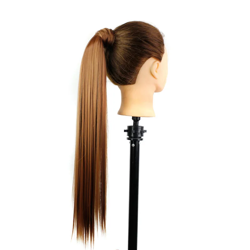 MSIWIGS Long Wrap On Synthetic Straight Ponytails for Women Natural Clip In Hair Extension Hairpieces Blonde False Hair