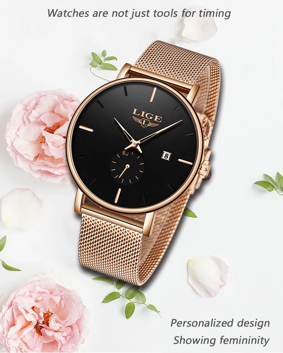 LIGE Top Brand Women Watch Fashion Simplicity Classic Casual Quartz Wtaches Women's Sports Waterproof Watches Relogio Feminino