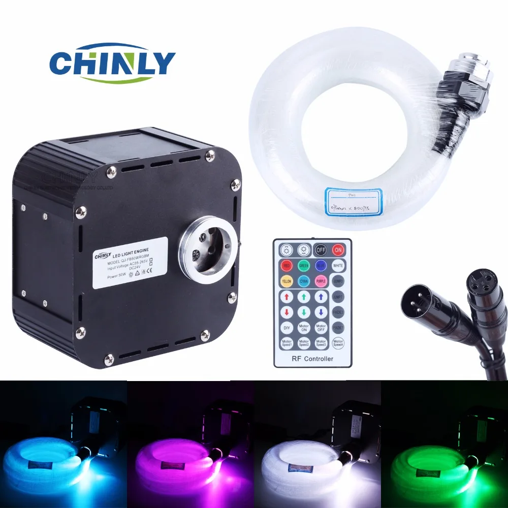 

50W RGBW DMX LED Twinkle Fiber Optic Light DMX512 Supported Star ceiling kit light with 800pcs 4m 0.75mm 28Key RF Remote Control