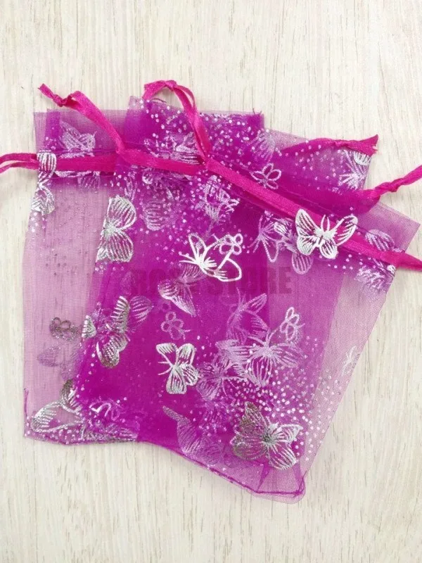 Wholesale 100pcs/lot 7x9cm Hot Pink Organza Bag Small