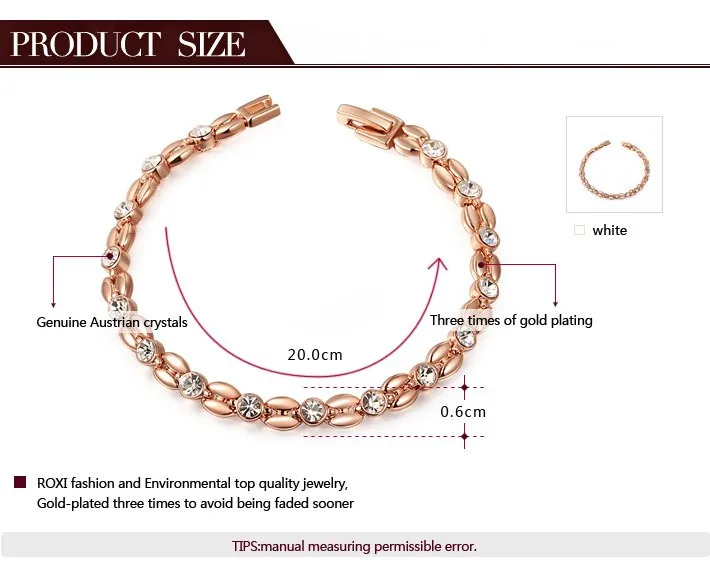 Браслеты и браслеты ROXI для женщин, элегантные браслеты с настоящими австрийскими кристаллами, розовое золото, ручная работа, модные ювелирные изделия, браслеты