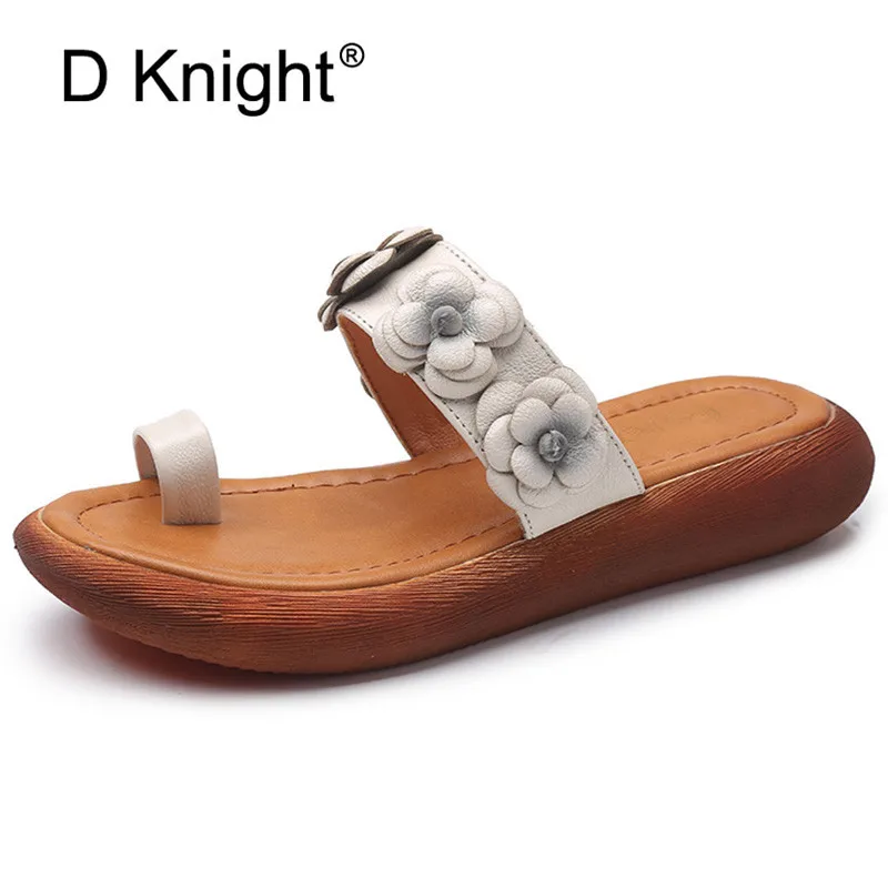 Women Wedges Heel Slides Fashion Genuine Leather Flip Flops Summer Outside Slippers Woman Casual Platform Sandal High Heels Shoe (4)