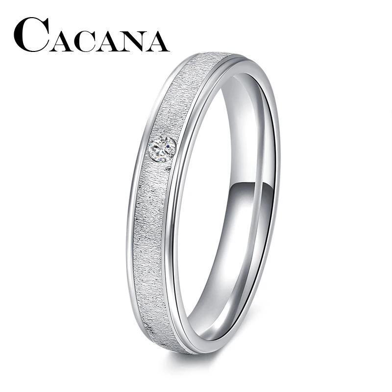 CACANA 1 шт., простое серебряное кольцо из нержавеющей стали, обручальное, индивидуальное ювелирное кристаллическое кольцо, полный размер 16-20