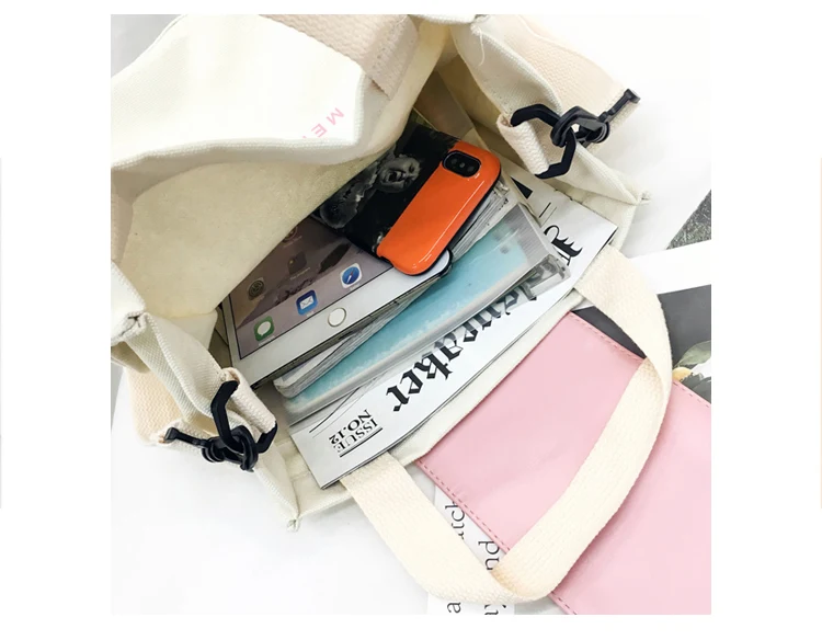 Menghuo Canvas Bag for Women 2018 Tote Ladies Casual Shoulder Bag Reusable Shopping Bags Beach Bag Female Cotton Cloth Handbag_45