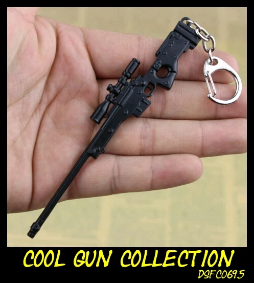 

Black Gun Series Rifle Sniping Gun Mini Model Keychain Collection K2 Assault Rifle AWP Sniper Toy Gun Jewelry Metal Key Ring M16