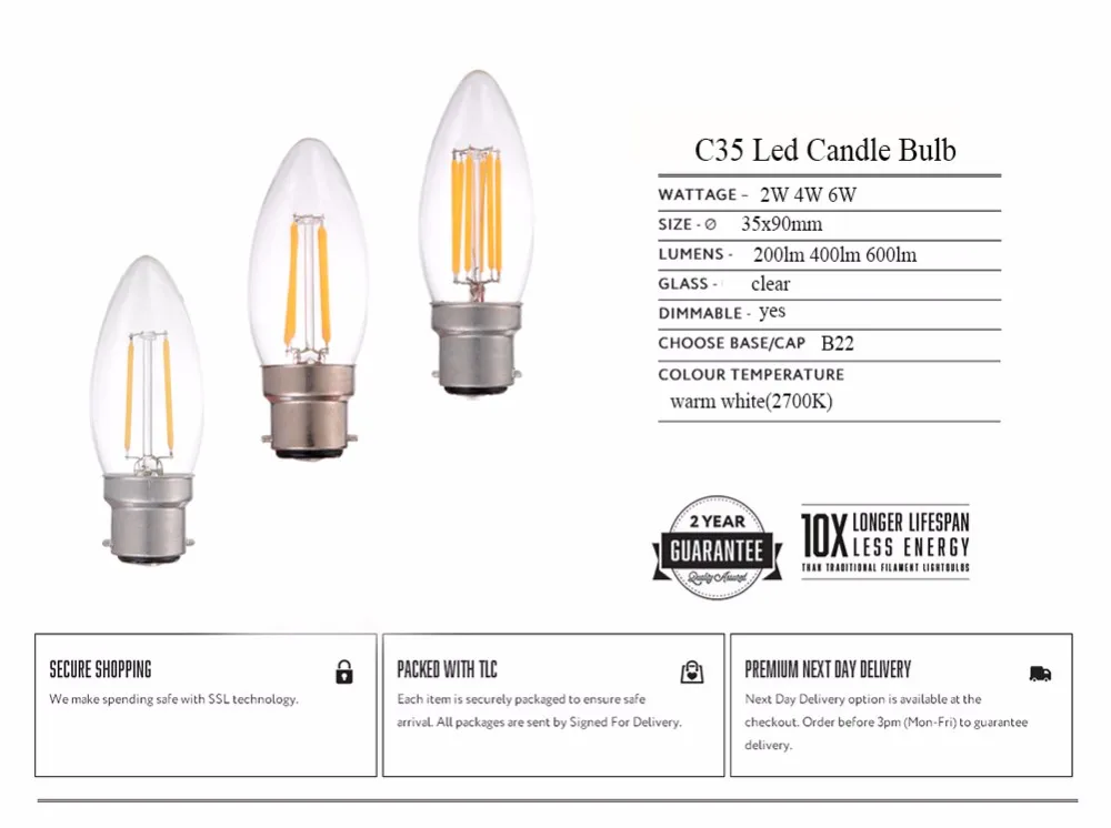 10PCS Led Candle Dimmable Edison Lights Bulb Daylight 6000K HTB1J2uWJFXXXXbuXFXXq6xXFXXX7