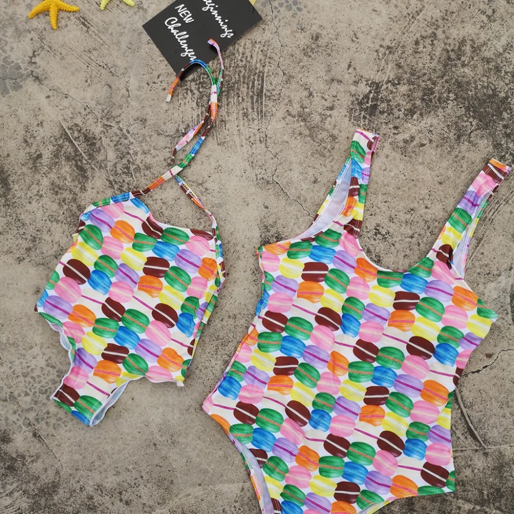 

Hamburger Mother Daughter Swimwear Family Look Mommy and Me Bikini Swimsuits Family Matching Clothes Mom Baby Dresses Clothing