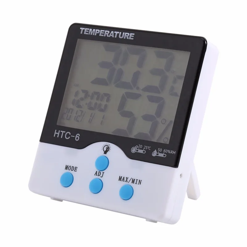 LCD Digital Indoor Temperature Humidity Clock HTC 6 Electronic