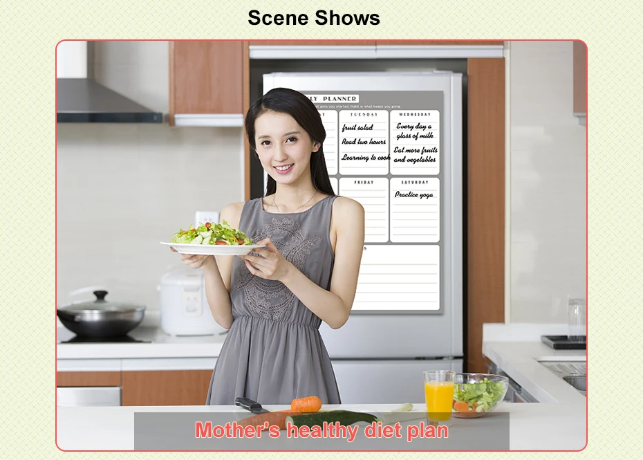08 Fridge Magnets Magnetic Calendar Removable Weekly Planner Dry Erase Drawing Monthly Planner Board Fridge Schedule Magnet Sticker