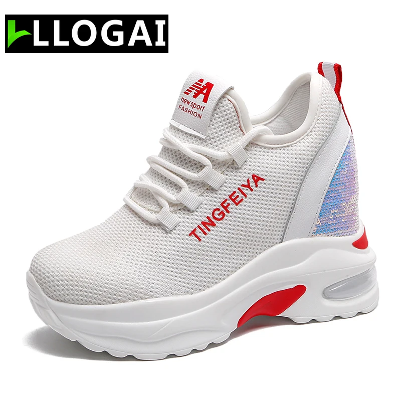 

Super High Heels Platform Shoes Round High Top Sneakers Women Shoes Outdoor Casual Women Wedge High Heels Spring Shoes Woman New