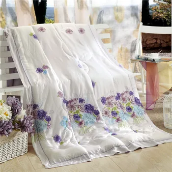 

2018 Tencel fabric summer quilts/comforter printed flowers 200x230cm 220x240cm for adults free shipping